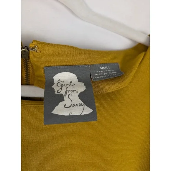 Anthropologie Velvet Belted Midi Dress Size M Yellow Long Sleeve Western Preppy - Picture 5 of 10